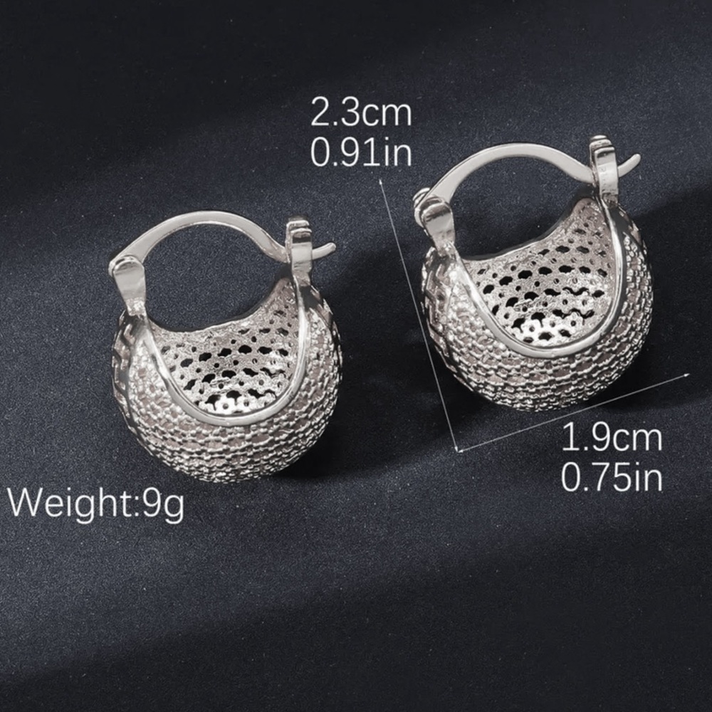 Any 3/$25! Silver Basket Mandarin Earrings - Picture 4 of 6